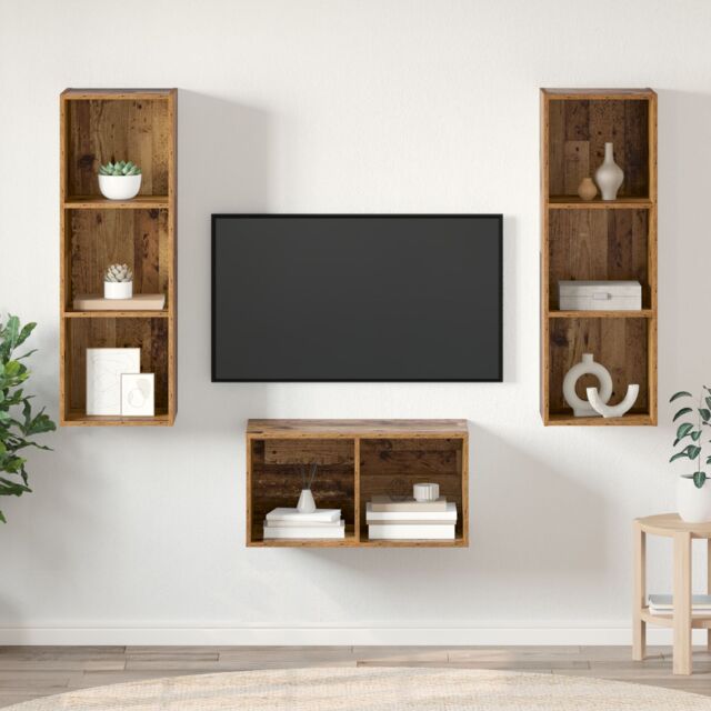 Berkfield Home TV Cabinet Set Old wood 37 x 37 x 107 cm Engineered wood - image 1