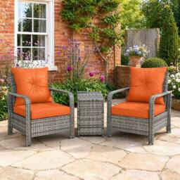 STILVORA 3 Piece Bistro Set with Storage Orange - thumbnail 1