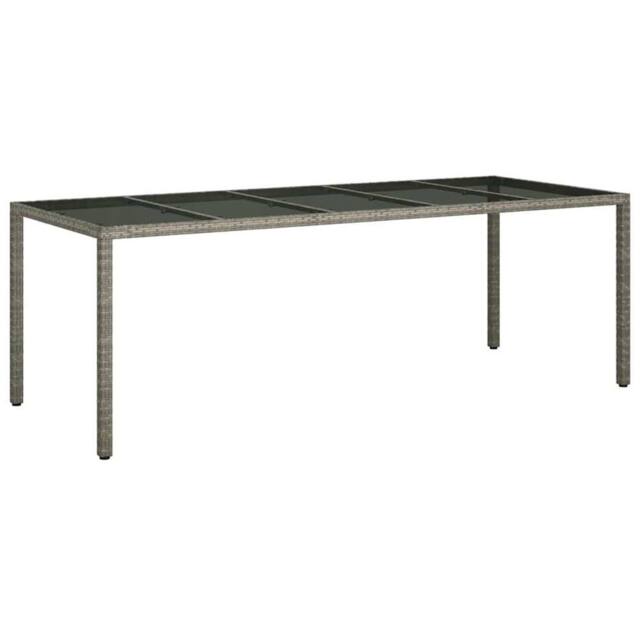 Berkfield Home Garden Dining Table Grey 250x100x75 cm Poly Rattan - Size: 250 x 100 x 75 cm - image 1