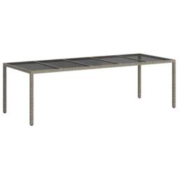 Berkfield Home Garden Dining Table Grey 250x100x75 cm Poly Rattan - Size: 250 x 100 x 75 cm - thumbnail 5