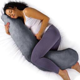 Aamira Dark Grey Pregnancy Maternity Pillow, 145x25x25cm L Shaped Memory Foam - Size: 145 x 25 x 25 cm - thumbnail 1