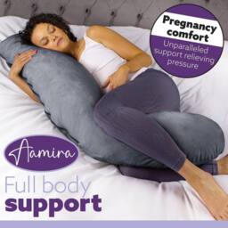Aamira Dark Grey Pregnancy Maternity Pillow, 145x25x25cm L Shaped Memory Foam - Size: 145 x 25 x 25 cm - thumbnail 6
