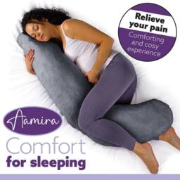 Aamira Dark Grey Pregnancy Maternity Pillow, 145x25x25cm L Shaped Memory Foam - Size: 145 x 25 x 25 cm - thumbnail 7