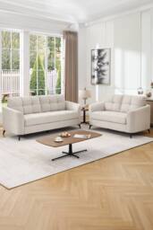 More4Homes Solna 2+3 Seater Scandi Style Fabric Living Room Sofa Set in Beige - thumbnail 1