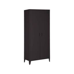 sweeek Industrial metal wardrobe for bedroom closet with 2 doors, 4 shelves in Black - thumbnail 2