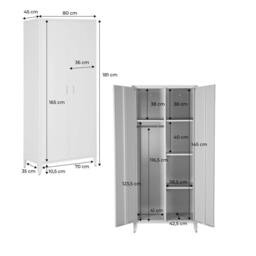 sweeek Industrial metal wardrobe for bedroom closet with 2 doors, 4 shelves in Black - thumbnail 5