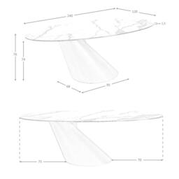 Angel Cerda Oval Dining Table White Porcelain Marble Top - thumbnail 8