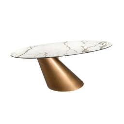 Angel Cerda Oval Dining Table White Porcelain Marble Top - thumbnail 1