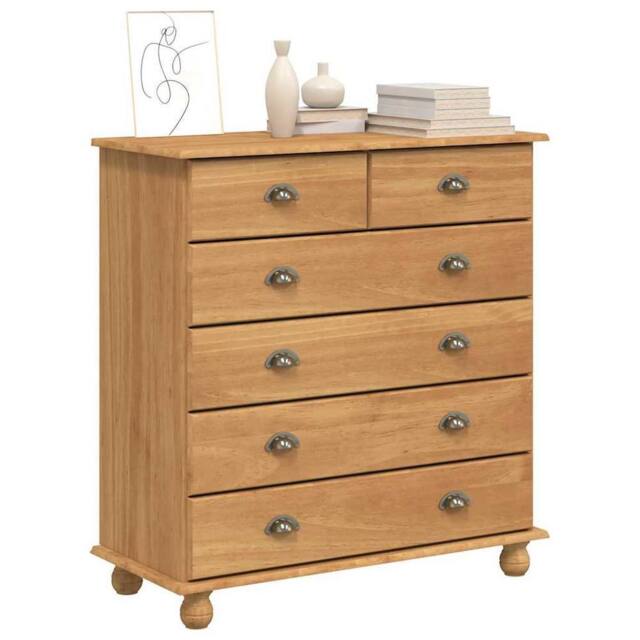 Berkfield Home Traditional Chest of Drawers 'ASKIM'91x40x95.5 cm Solid Wood Pine in Brown - Size: 91x40x95.5 cm - image 1