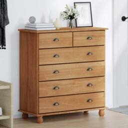 Berkfield Home Traditional Chest of Drawers 'ASKIM'91x40x95.5 cm Solid Wood Pine in Brown - Size: 91x40x95.5 cm - thumbnail 4