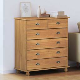 Berkfield Home Traditional Chest of Drawers 'ASKIM'91x40x95.5 cm Solid Wood Pine in Brown - Size: 91x40x95.5 cm - thumbnail 2