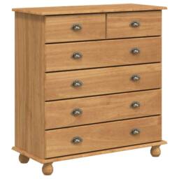 Berkfield Home Traditional Chest of Drawers 'ASKIM'91x40x95.5 cm Solid Wood Pine in Brown - Size: 91x40x95.5 cm - thumbnail 3