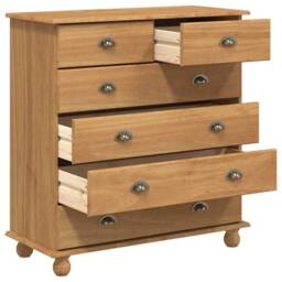 Berkfield Home Traditional Chest of Drawers 'ASKIM'91x40x95.5 cm Solid Wood Pine in Brown - Size: 91x40x95.5 cm - thumbnail 5
