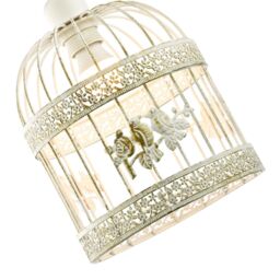 Happy Homewares Shabby Chic Brushed Cream & Gold Birdcage Shade with 3D Flowers & Birds - thumbnail 4