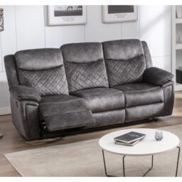 Furnishings For Less UK Brianna Grey Full Fabric Manual Reclining 3 Seater Sofa - thumbnail 1