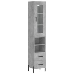 Berkfield Home Highboard Concrete Grey 34.5x34x180 cm Engineered Wood - thumbnail 3