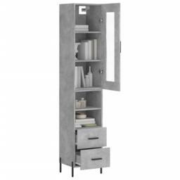 Berkfield Home Highboard Concrete Grey 34.5x34x180 cm Engineered Wood - thumbnail 1