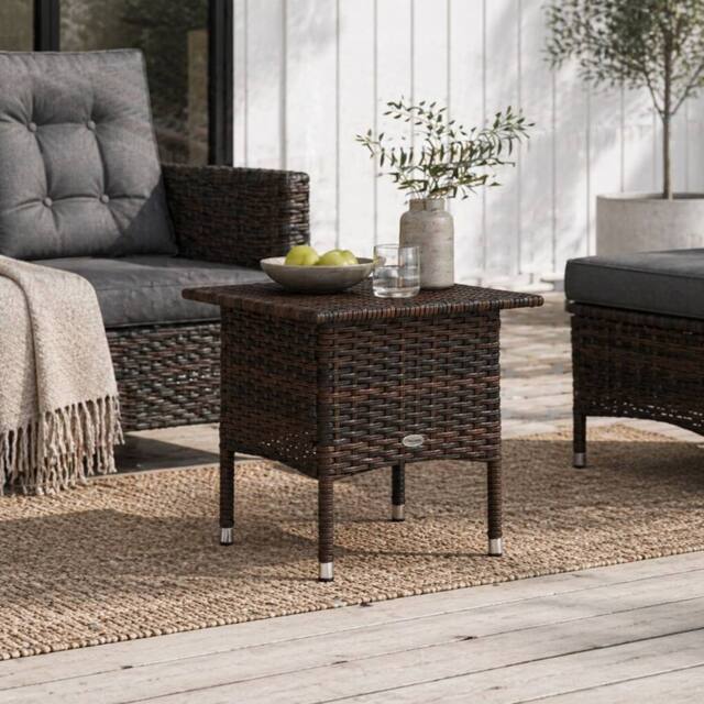 Wyld Haus Varilu Mixed Brown Rattan Style Outdoor Coffee Table Square Woven Top in Dark Brown - image 1