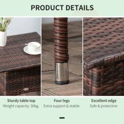 Wyld Haus Varilu Mixed Brown Rattan Style Outdoor Coffee Table Square Woven Top in Dark Brown - thumbnail 7