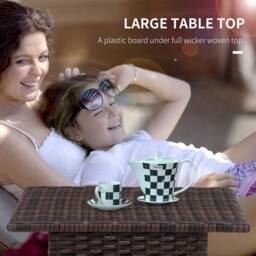 Wyld Haus Varilu Mixed Brown Rattan Style Outdoor Coffee Table Square Woven Top in Dark Brown - thumbnail 6