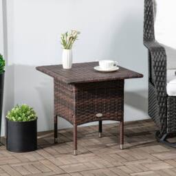 Wyld Haus Varilu Mixed Brown Rattan Style Outdoor Coffee Table Square Woven Top in Dark Brown - thumbnail 3