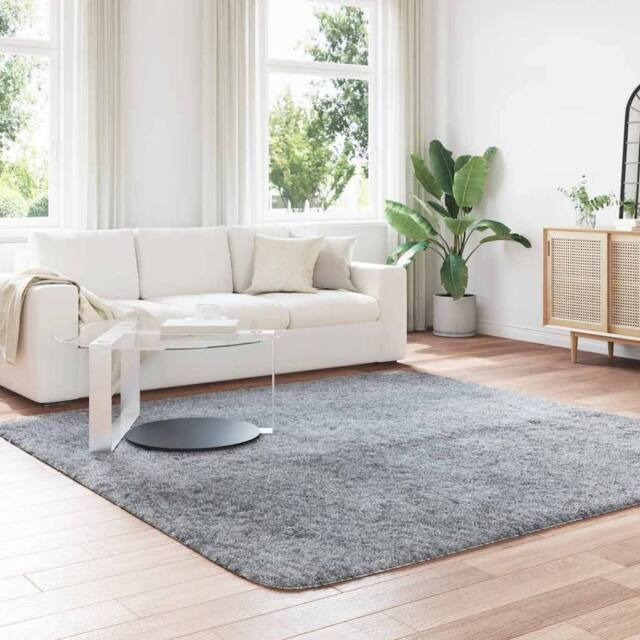 Berkfield Home Shaggy Rug High Pile NAVARRA Light Grey 240x240 cm Polyester - Size: Medium - image 1