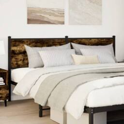 Berkfield Home Headboard Smoked Oak 180 cm Engineered Wood & Steel in Brown - thumbnail 2