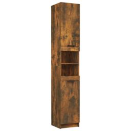 Berkfield Home Bathroom Cabinet Smoked Oak 32x34x188.5 cm Engineered Wood in Brown - thumbnail 2