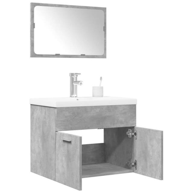 Berkfield Home 3 Piece Bathroom Furniture Set Concrete Grey Engineered Wood - image 1