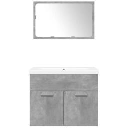 Berkfield Home 3 Piece Bathroom Furniture Set Concrete Grey Engineered Wood - thumbnail 3