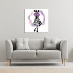 Benjamin Tate Design Pink Zebra (Canvas Print) / 77 x 77 x 4cm in Natural - Size: 77 x 77 x 4 cm - thumbnail 1