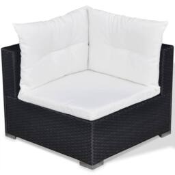 Berkfield Home Modern 5 Piece Garden Lounge Set with Cushions Poly Rattan Black - thumbnail 6