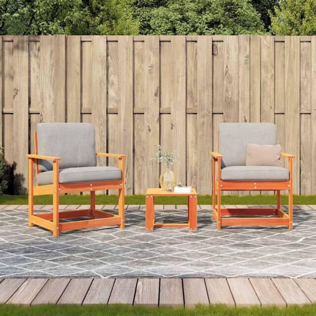 Berkfield Home Beautiful 3 Piece Garden Lounge Set Wax Brown Solid Wood Pine - image 1