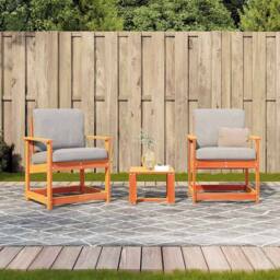 Berkfield Home Beautiful 3 Piece Garden Lounge Set Wax Brown Solid Wood Pine - thumbnail 1