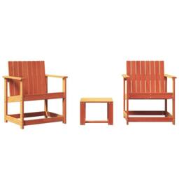 Berkfield Home Beautiful 3 Piece Garden Lounge Set Wax Brown Solid Wood Pine - thumbnail 3
