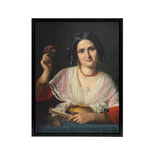 "Artery8 Wilhelm Marstrand Roman Woman in Carnival Costume Framed Canvas Art - Size: W12"" x H16""" - image 1