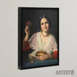 "Artery8 Wilhelm Marstrand Roman Woman in Carnival Costume Framed Canvas Art - Size: W12"" x H16""" - thumbnail 2