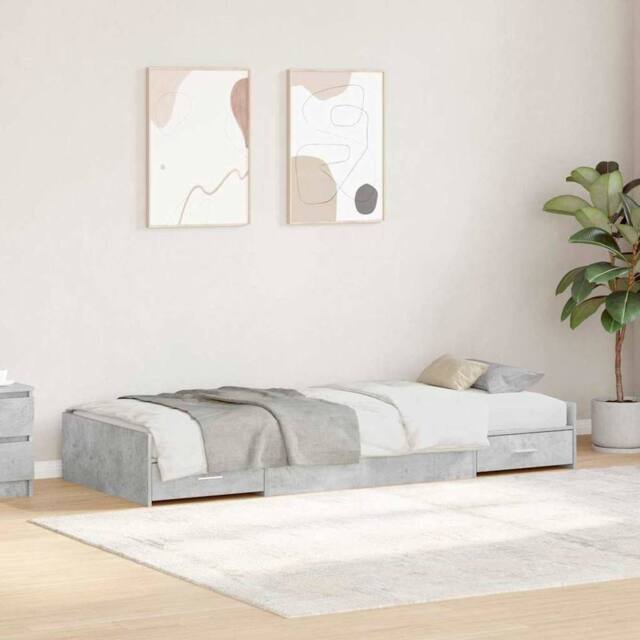 Berkfield Home Storage Bed Frame Concrete Grey 90 x 200 cm Engineered wood - image 1