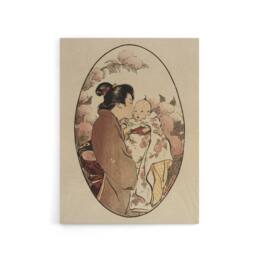 "Artery8 Helen Hyde The Secret Japanese Mother & Child Canvas Wall Art Print in Beige - Size: W12"" x H16""" - thumbnail 1