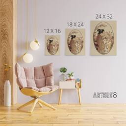 "Artery8 Helen Hyde The Secret Japanese Mother & Child Canvas Wall Art Print in Beige - Size: W12"" x H16""" - thumbnail 4