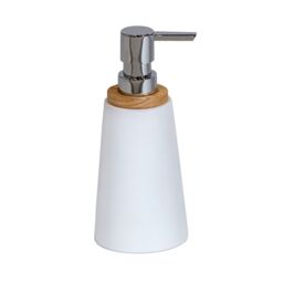 Showerdrape Sonata Black & Bamboo Liquid Soap Dispenser in White - thumbnail 2