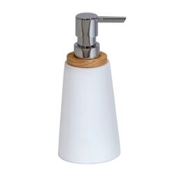 Showerdrape Sonata Black & Bamboo Liquid Soap Dispenser in White - thumbnail 3