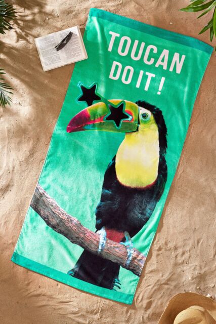 Catherine Lansfield 'Toucan Do It' Cotton Beach Towel in Green - image 1