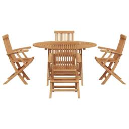 Berkfield Home Classic 5 Piece Garden Dining Set Solid Wood Teak in Brown - thumbnail 7