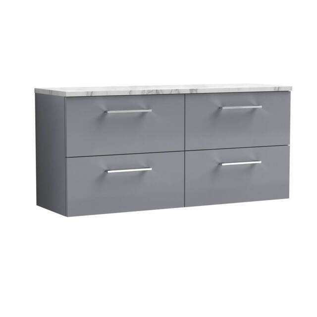 Balterley Level 1200mm Wall Hung 4 Drawer Unit & Laminate Worktop - Satin Grey - image 1