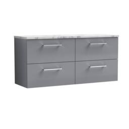 Balterley Level 1200mm Wall Hung 4 Drawer Unit & Laminate Worktop - Satin Grey - thumbnail 1