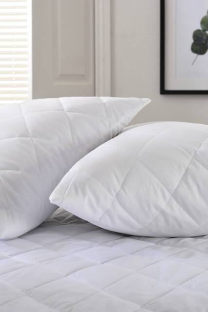 The Lyndon Company Easy Wash Quilted Pillow Protector Pair - Deyongs 1846 in White - image 1