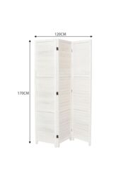 Living and Home Folding Solid Wood Room Divider Privacy Screen in White - thumbnail 6