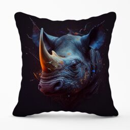 Warren Reed - Designer Rhino Face Splashart Outdoor Cushion in Grey - Size: 60 cm x 60 cm - thumbnail 1