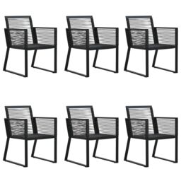 Berkfield Home 7 Piece Garden Dining Set Black PVC Rattan - thumbnail 4